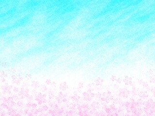 満開の桜と空の和紙背景イラスト no.04