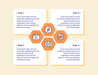 management infographic diagram four step compass shield map calendar for banner template fyer poster presentation with outline style