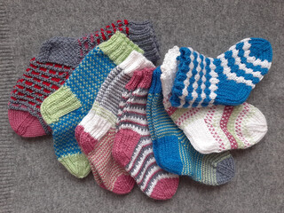 knitted socks on a white background