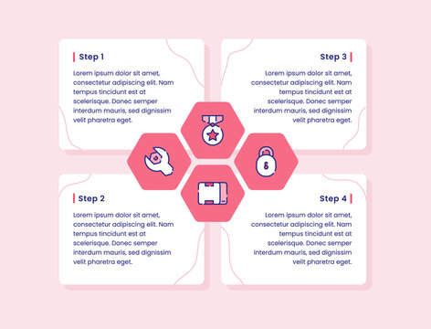 business infographic diagram four step medal padlock box wrench for banner template fyer poster presentation with outline style
