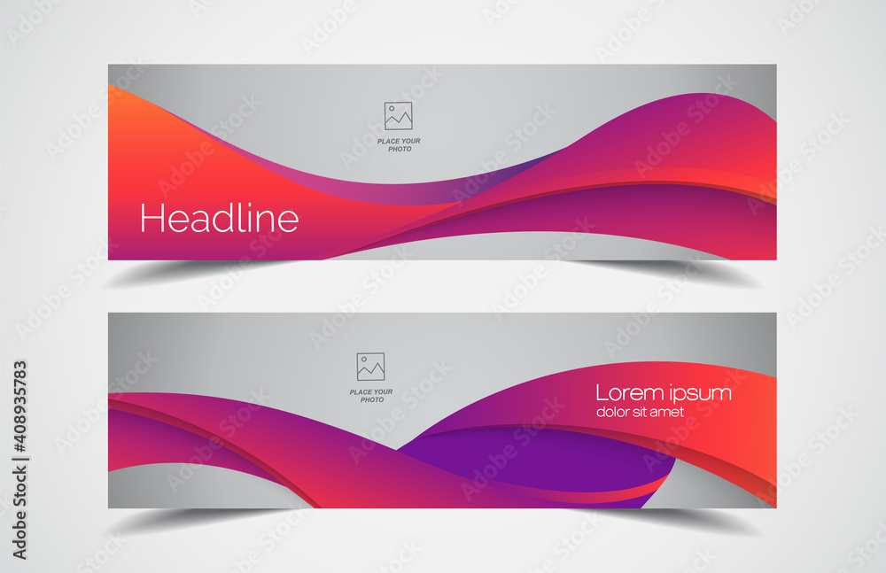 Wall mural set of modern design - vector web banners design background or header templates, horizontal advertis