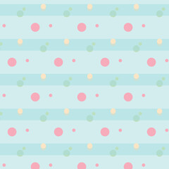 Pink blue green polka dot seamless pattern background
