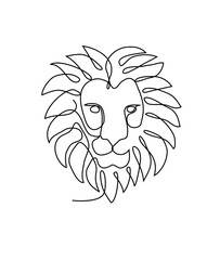 One single line drawing of wild lion head vector illustration,Modern continuous line draw graphic design