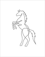 One continuous line drawing of horse,Dynamic single line draw graphic design vector illustration