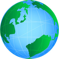 シンプルな緑の地球とワイヤーデジタルイメージ