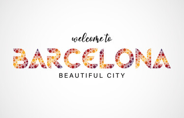 Barcelona Logo Welcome To Text and Country Flag Colors Vector Illustration, EPS10.

