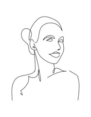 Beautiful abstract Continuous Line Sketches of a Woman's Face