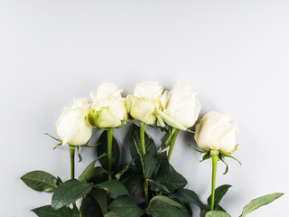 Beautiful bouquet of white roses as gift for anniversary, birthday, womens, mothers day. Floral design
