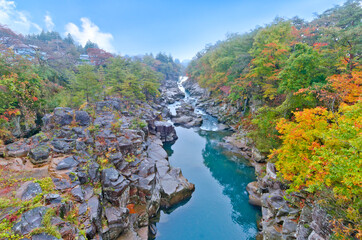 Genbikei is a ravine or river gorge that has been designated a Place of Scenic Beauty and Natural Monument in Ichinoseki, Iwate Prefecture, Japan.