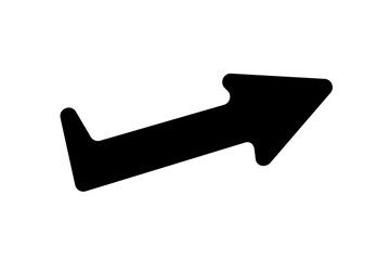 A flat black arrow icon. Direction sign, navigation button. Good for projects.	