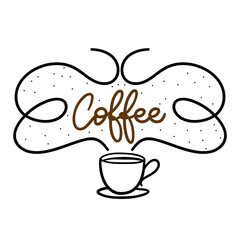 coffee with coffee cup handwriting in Valentines day isolated on white Background ,Vector illustration EPS 10