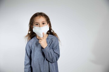 The girl in the mask. Protection against coronavirus.