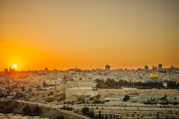Fototapeta premium Jerusalem old city at sunset