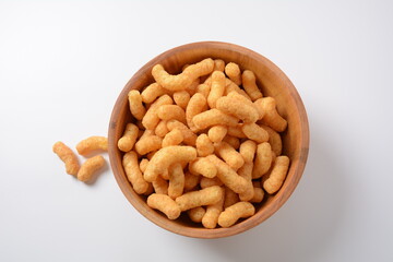 Israeli famous snack Bamba - made of peanut butter. Peanut Flips or peanut puffs