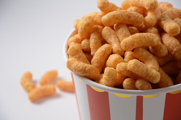 Israeli famous snack Bamba - made of peanut butter. Peanut Flips or peanut puffs