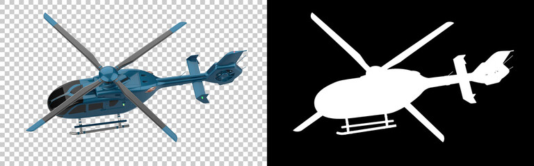 Modern helicopter isolated on background with mask. Civil aircraft used for transport. 3d rendering - illustration © Elena