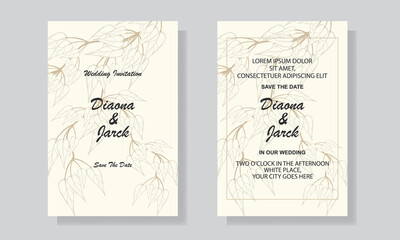 Wedding Invitation Card Design Template With Luxury Floral Background