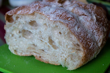 close-up of ciabatta on the cutting board