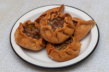 pies with meat filling on a plate