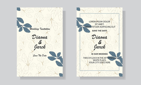 Wedding Invitation Card Design Template With Luxury Floral Background