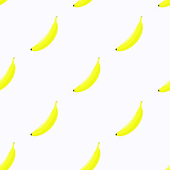 Seamless pattern with bananas on a blue background