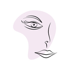 Face of a person, minimalistic line drawing, abstract style, fashion concept, vector illustration. 