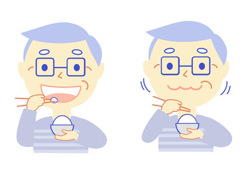 Elderly person and Meal: Dental Illustration
