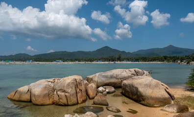 Tropical beach of koh Phangan island, coast of Hin Kong area, Thailand
