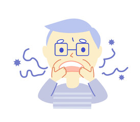 Elderly and bad breath  stench: dental illustrations