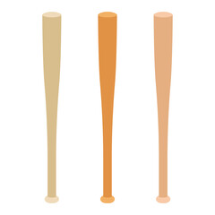 Baseball bat set vector illustration isolated on white