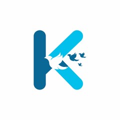 Initial letter K with bird shape inside vector logo