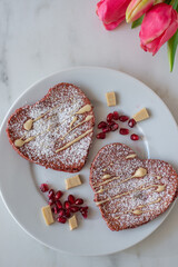 Home made heart shaped pancakes 