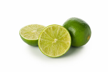 Fresh ripe lime isolated on white background