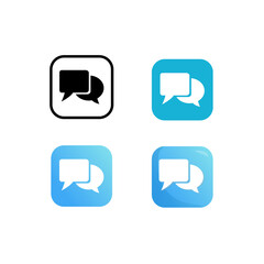 icon chat blue template flat and 3d