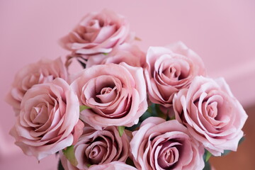Bouquet of pink roses for Valentine in February