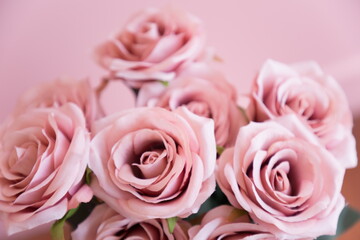 Bouquet of pink roses for Valentine in February