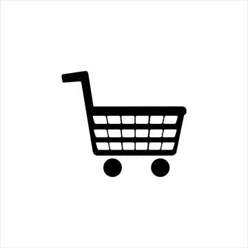 icon flat image trolley shopping bag black white
