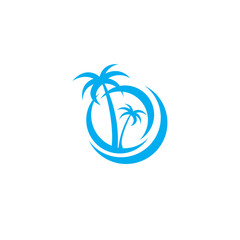 Fototapeta na wymiar blue ocean palm logo templae