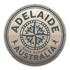 Stamp with the text Adelaide, Australia written inside the stamp