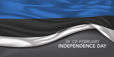 Estonia happy independence day greeting card, banner with template text vector illustration