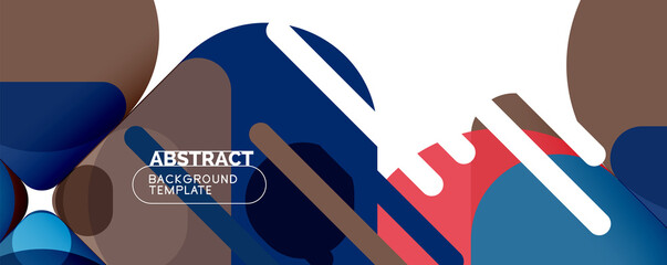 Flat geometric round shapes and dynamic lines, abstract background. Vector illustration for placards, brochures, posters and banners