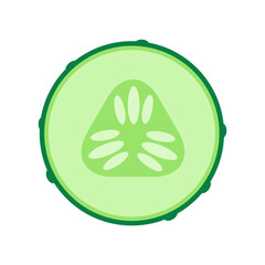 Cucumber slice icon. Flat vector isolated on white background.
