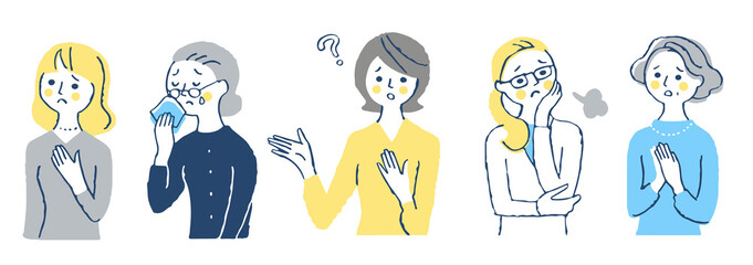 Fototapeta premium 困っている女性５人 セット