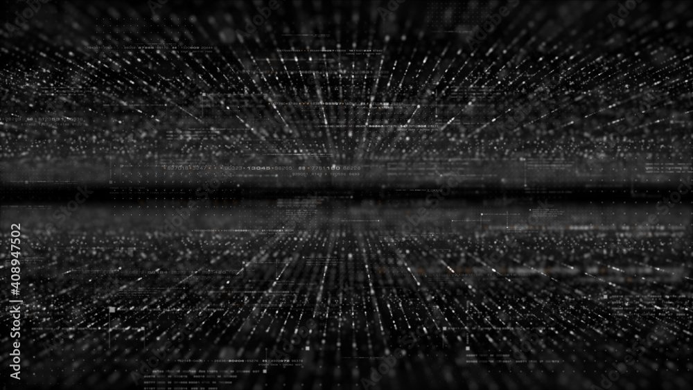 Aufkleber Futuristic simulation of 5G network concept, artificial intelligence deep learning performing analytic computational head up display