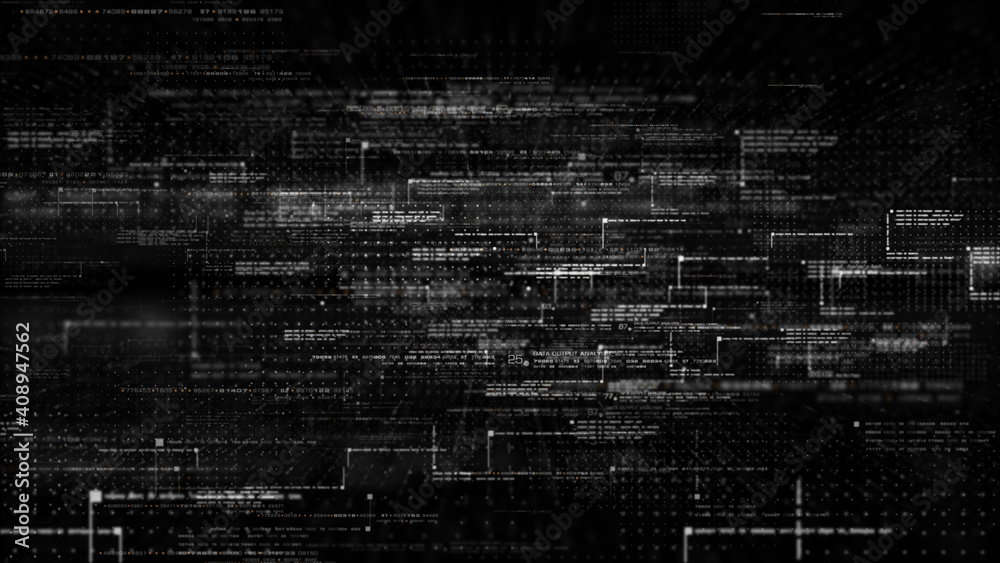 Poster Futuristic simulation of 5G network concept, artificial intelligence deep learning performing analytic computational head up display
