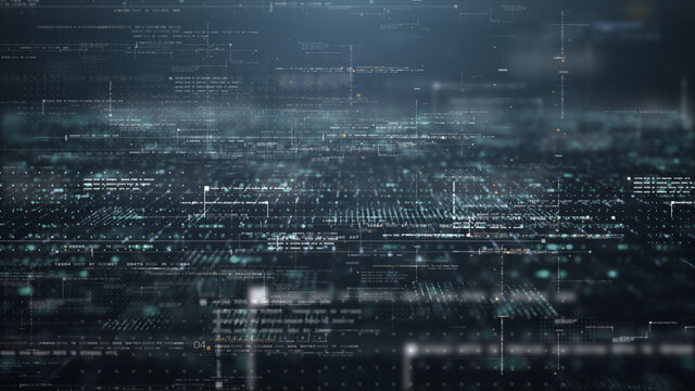 Futuristic simulation of 5G network concept, artificial intelligence deep learning performing analytic computational head up display - Powered by Adobe