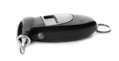 New modern digital breathalyzer on white background