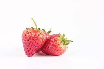Fresh strawberries on white background