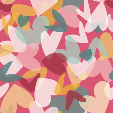 Valentine Love Heart Collage Seamless Pattern