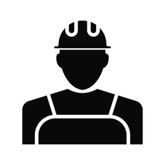 Technician icon with simple silhouette design, Repairman icon color  editable